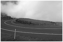 Hairpin bend. Maui, Hawaii, USA (black and white)