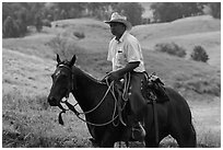 Paniolo (Hawaiian cowboy). Maui, Hawaii, USA ( black and white)