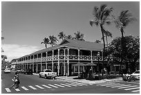 Pioneer Inn and streets. Lahaina, Maui, Hawaii, USA (black and white)