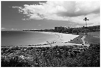 Beach and golf course, Kaanapali. Lahaina, Maui, Hawaii, USA ( black and white)