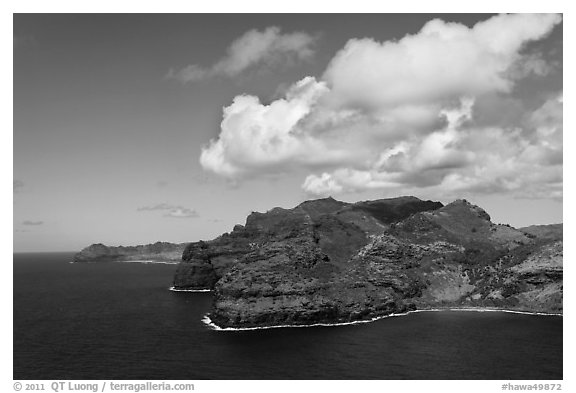 Aerial view of coastline near Lihue. Kauai island, Hawaii, USA