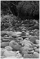 Cairns, Hanakapiai Beach. Kauai island, Hawaii, USA (black and white)