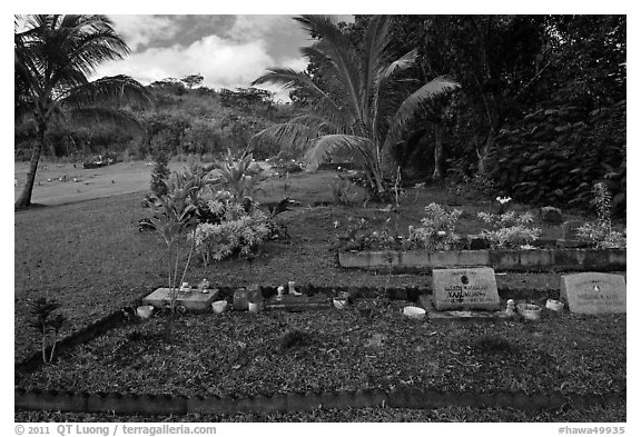 Hawaiian graves, Hanalei Valley. Kauai island, Hawaii, USA