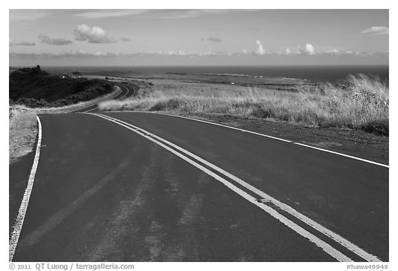 Road on way down from Waimea Canyon. Kauai island, Hawaii, USA