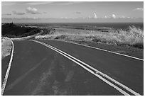 Road on way down from Waimea Canyon. Kauai island, Hawaii, USA ( black and white)