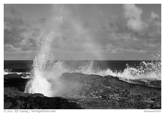 Spouting Horn and incoming surf. Kauai island, Hawaii, USA