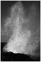 Spouting Horn spurting water 50 feet into the air. Kauai island, Hawaii, USA (black and white)