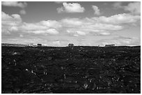 Houses on fresh lava field, Kalapana. Big Island, Hawaii, USA ( black and white)