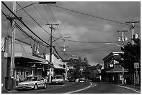 Street, Pahoa. Big Island, Hawaii, USA ( black and white)