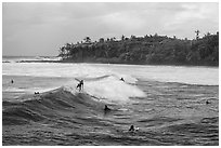 Surfers, Isaac Hale Beach. Big Island, Hawaii, USA ( black and white)