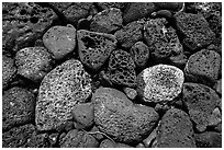 Detail of rock wall, Kaloko-Honokohau National Historical Park. Hawaii, USA (black and white)