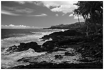 Jagged lava coastline, Puna. Big Island, Hawaii, USA ( black and white)