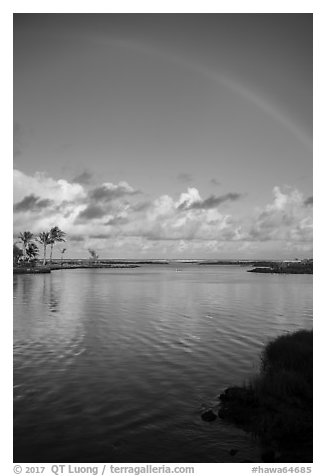 Rainbow and pool, Kapoho. Big Island, Hawaii, USA (black and white)
