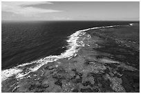 Aerial view of Kapoho tidepools and coast. Big Island, Hawaii, USA ( black and white)