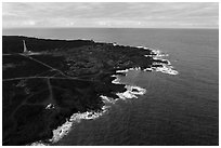 Aerial view of Cape Kumukahi. Big Island, Hawaii, USA ( black and white)