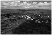Aerial view of Kapoho area with tidepools. Big Island, Hawaii, USA ( black and white)