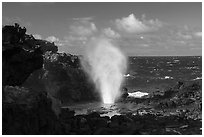 Blowhole at Nakalele Point. Maui, Hawaii, USA ( black and white)