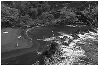 Red Sand Beach and pool from above, Hana. Maui, Hawaii, USA ( black and white)