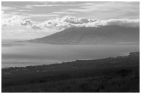 Kihei and West Maui from Piilani Highway. Maui, Hawaii, USA ( black and white)