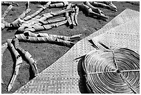 Pandamus leaves and finished toga, Tau Island. American Samoa ( black and white)