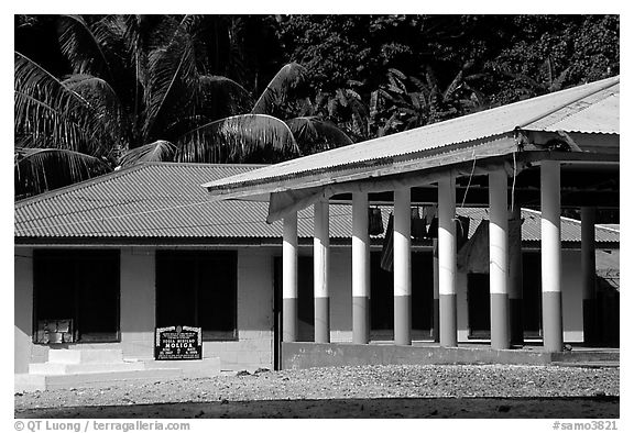 Home and fale in Luma, Tau Island. American Samoa (black and white)