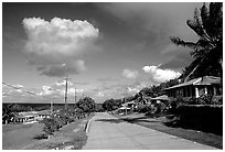 The main street of Fitiuta. American Samoa (black and white)