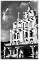 The main church in Leone, the first chuch on American Samoa. Tutuila, American Samoa (black and white)