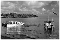 Leone Bay. Tutuila, American Samoa (black and white)