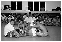Tatau rite , Aua. Tutuila, American Samoa (black and white)
