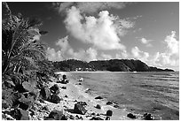 Coast and Cape Mataula. Tutuila, American Samoa (black and white)