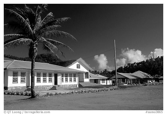 Village of Tula. Tutuila, American Samoa (black and white)
