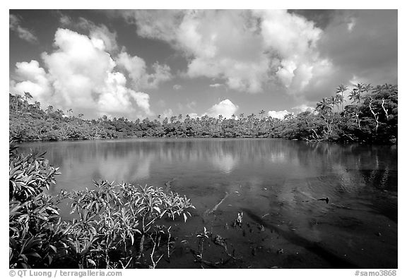 Pala quicksand lake. Aunuu Island, American Samoa (black and white)