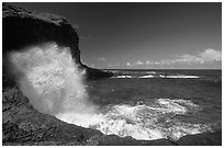 Crashing wave at Maamaa cove. Aunuu Island, American Samoa ( black and white)