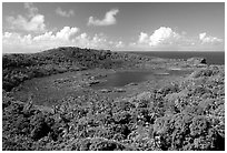 View of the island interior with Red Lake. Aunuu Island, American Samoa ( black and white)