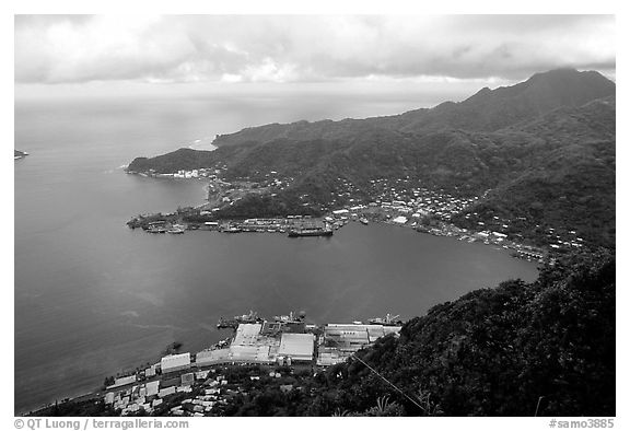 Pago Pago harbor seen from Mount Alava. Pago Pago, Tutuila, American Samoa