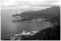 Pago Pago harbor seen from Mount Alava. Pago Pago, Tutuila, American Samoa ( black and white)