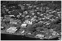 Fagatoga seen from Mount Alava. Pago Pago, Tutuila, American Samoa ( black and white)