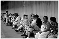 Workers of the tuna factory during a break. Pago Pago, Tutuila, American Samoa ( black and white)