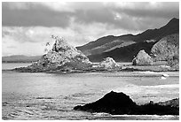 Rocky shore near Maa Kamela. Tutuila, American Samoa (black and white)