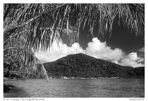 Masefau Bay and Village. Tutuila, American Samoa (black and white)