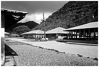 Main street  in Masefau village. Tutuila, American Samoa (black and white)