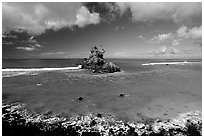 Rocky islet near Maa Kamela. Tutuila, American Samoa (black and white)