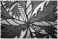 Siapo (bark cloth made from the inner bark of the paper mulberry tree) artwork. Pago Pago, Tutuila, American Samoa (black and white)