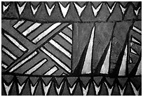 Siapo (bark cloth made from the inner bark of the paper mulberry tree) artwork. Pago Pago, Tutuila, American Samoa ( black and white)