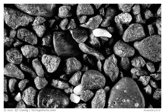 Waianapanapa Black Sand Beach, Maui, Hawaii.  (black and white)