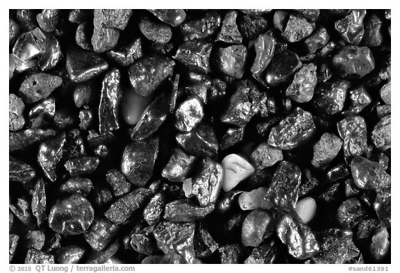 Glass Beach, Kauai, Hawaii.  (black and white)