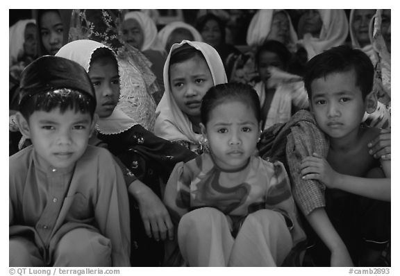 Children of muslim ethnicity. Phnom Penh, Cambodia (black and white)