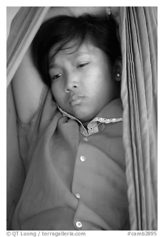 Young kid. Phnom Penh, Cambodia (black and white)