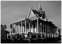 Silver Pagoda, Royal palace. Phnom Penh, Cambodia (black and white)