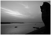Sunrise over the Tonle Sap river,   Phnom Phen. Cambodia ( black and white)